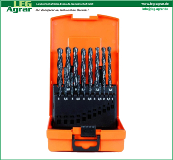 Spiralbohrer-Set DIN 338 HSS-R Typ N ECO-Kunststoffkassette-HSS-R-1-10mm-19tlg-67003