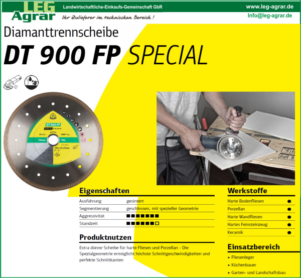 Diamanttrennscheibe-Diamantscheibe-Winkelschleifer-Harte-Bodenfliesen-Porzellan-Harte-Wandfliesen-Hartes-Feinsteinzeug-Keramik-DT900FP-Spezial-230mm