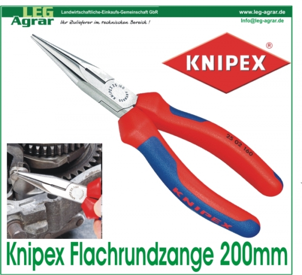 Knipex Flachrundzange mit Schneide 200mm