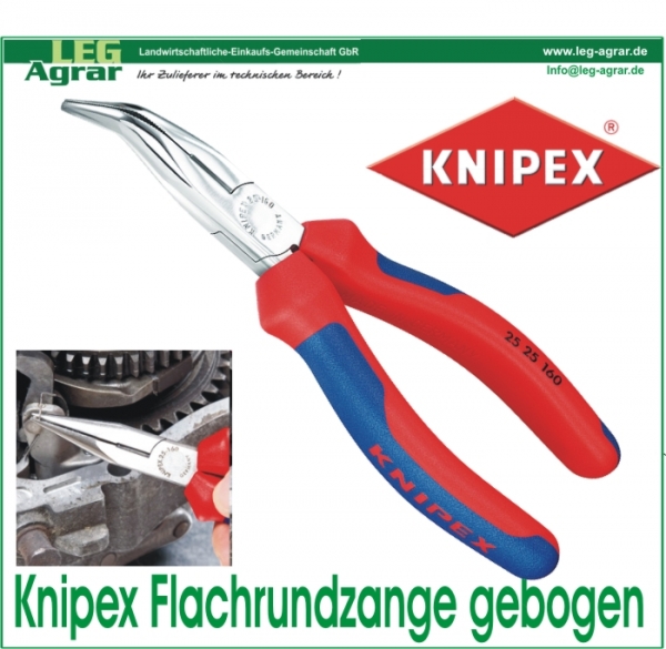 Knipex Flachrundzange mit Schneide gebogen 160mm