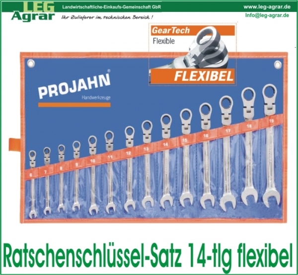 GearTech Ratschenschlüssel-Satz, 14tlg. flexibel