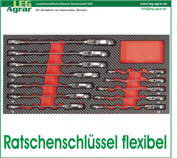 GearTech Ratschenschlüssel flexibel 8-19mm Einlage für Werkstattwagen