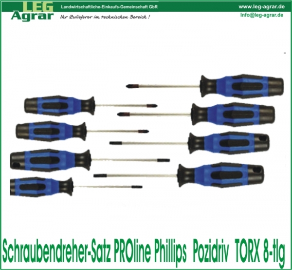 Schraubendreher-Satz PROline, Phillips + Pozidriv + TORX® 8-tlg.