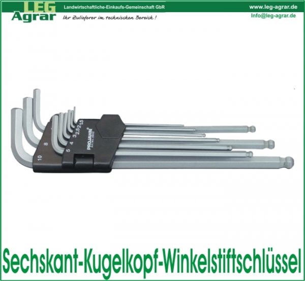 Sechskant-Kugelkopf-Winkelstiftschlüssel-Set, 9-tlg. extra lange Form