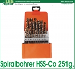 Spiralbohrer mit Zylinderschaft HSS-Co 25tlg.